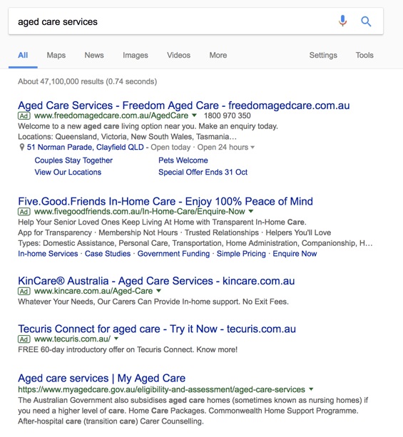 Aged Care Google